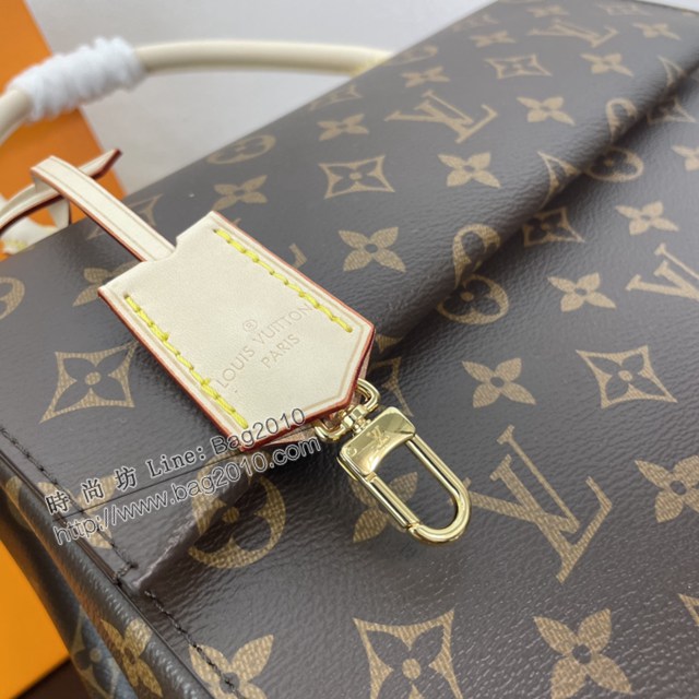 Lv路易威登2023專櫃新款CLUNY手袋 LV提花肩帶老花手提女包 M46053 ydh5019